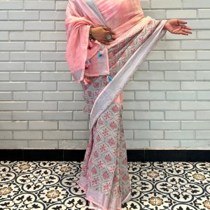 Floral Linen Summer Saree